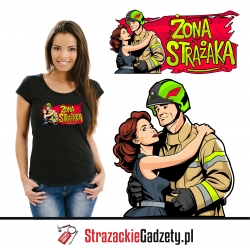 Koszulka t-shirt czarna żona strażaka